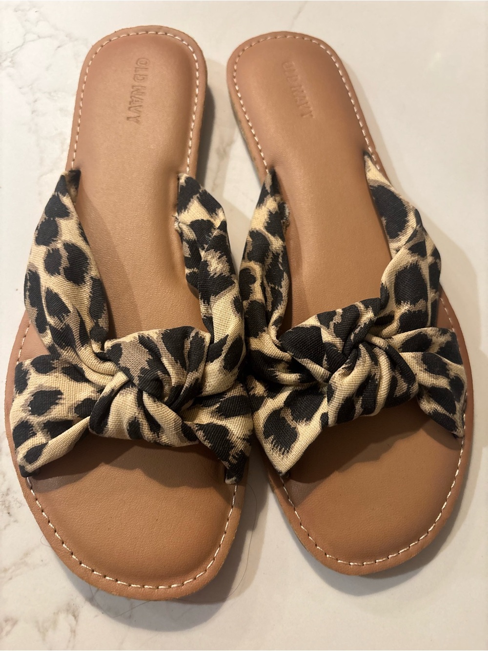 Old Navy Leopard Knot Slide Sandals - Tan and Black